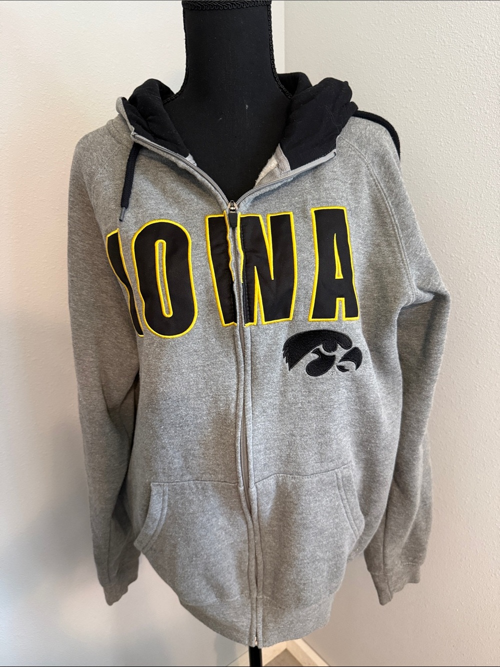 Campus Heritage Iowa Gray and Black Zip Hoodie with Yellow Trim
